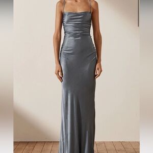 Shona Joy LA LUNE LACE BACK MAXI DRESS - BLUE SMOKE